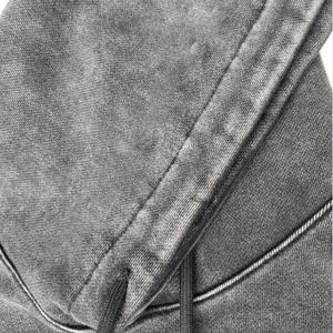 Youth Fashion Acid Washed Hoodie Custom Cotton Blend Pullover Vintage Finish Sweatshirt Apparel For Branding - Product Image 3