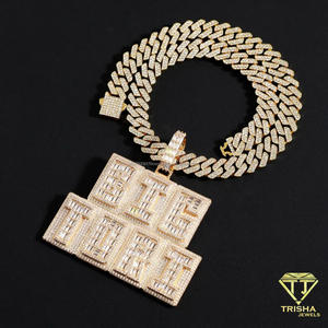Joyería de Moda con Diamantes de Moissanita: Colgante de Letra Personalizada Grande, Diseño Totalmente Brillante y Cadena Cubana Iced Out - Product Image 6