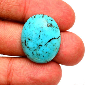 Turquesa ovalada lisa de 20x25 mm, cabujones de turquesa natural de Arizona con matriz de cobre, piedra preciosa con reverso plano para joyería. - Product Image 3