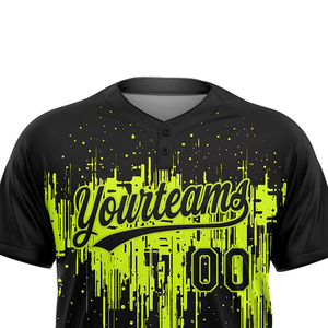 Maillot de softball unisexe personnalisé à manches courtes, uniforme de baseball, 100% polyester, noir et rouge contrastés, nom de l'équipe, numéro du joueur - Product Image 4