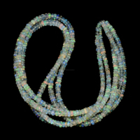 Manik-manik Batu Permata Opal Etiopia Alami Bentuk Rondelle Halus Warna Kuning Multi 3x3-4x4 MM Untaian 16 Inci Buatan Tangan Kualitas Premium