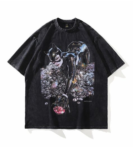 เสื้อยืดคอตตอนหนาน้ำหนักมาก สไตล์สตรีทแวร์ คอกลม ทรงโอเวอร์ไซส์ ขายส่ง เสื้อยืดลายพิมพ์ฟอกสี สำหรับผู้ชาย - Product Image 2