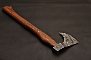 Damascus Steel 18" Bearded Viking Hatchet Hand Forged Wood <b>Handle</b> Outdoor Camping Hunting Survival <b>Axe</b> OEM ODM OBM Wholesale - Product Image 3
