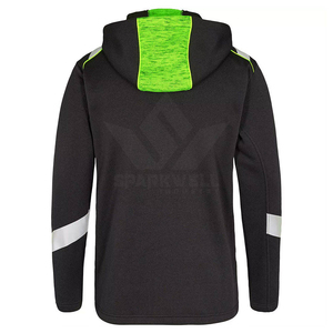 Sweat-shirt à capuche pour homme 100% polyester noir et vert avec poche, impression réfléchissante, respirant, tricoté, sportif, automne - Product Image 6