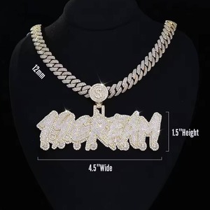 New <b>Iced</b> <b>Out</b> Bling Letters VVS Moissanite Diamond Pendant Necklaces Silver Plated <b>Chain</b> Men's Hip Hop Jewelry - Product Image 1