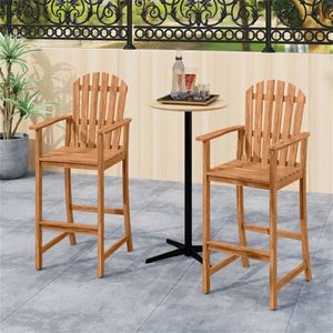 Ergonomic Outdoor Bar Stool 31\" Seat Height Slatted Design <b>Tall</b> Chair for 40\" 43\" Bar <b>Table</b> - Product Image 4