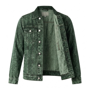 Men's Custom Regular Fit Turn-down Collar Solid Color Washed Jeans Jacket Breathable OEM Denim Jacket - Product Image 6