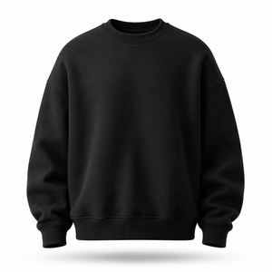 Oversized Crew Neck Sweatshirt Men's Plain Cotton <b>Pullover</b> Regular Fit Solid Color Casual Knitted <b>Jumper</b> Autumn Wear - Product Image 1