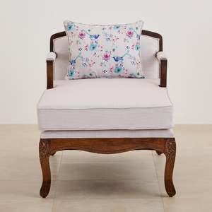 Chaise longue traditionnelle en acajou avec revêtement en tissu et pieds cabriole pour le mobilier de salon - Product Image 2