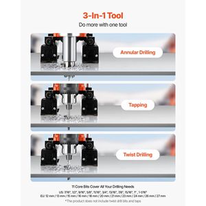 1400 W <b>Magnetic</b> <b>Drill</b> Press 2-Inch Boring Diameter 0-750 RPM Speed Reversible Direction 11 Core Bits Electric Drilling Machine - Product Image 2