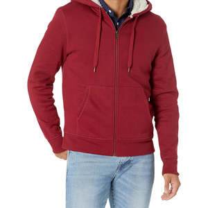 Sudadera con Capucha Roja Unisex, Forro Polar, Ropa Casual de Invierno, Corte Regular, Color Sólido, Chaqueta de Algodón Tejido - Product Image 4
