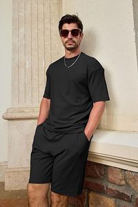 Offre Spéciale – Ensemble T-shirt et Short Confortable d'Été pour Homme, Coupe Oversize, Col Rond, Couleur Unie, Style Décontracté Simple – Vente en Gros - Product Image 4