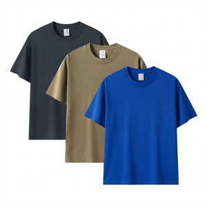 T-shirt uni personnalisé pour homme en coton, col rond, coupe ample, streetwear décontracté, couleur unie, manches courtes, vêtements - Product Image 1