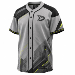 DRAVELLE INDUSTRY Baseball Jersey Short Sleeve <b>Button</b> Front Geometric Print Moisture Wicking Anti-Bacterial 100% Polyester - Product Image 5