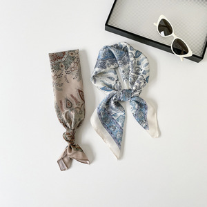 Vintage French Paisley Pattern Satin <b>Scarf</b> for Elegant Outfit Matching - Product Image 4