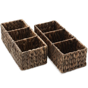 Ensemble de 2 paniers décoratifs en jonc de mer naturel Organisateur de rangement et élément décoratif tissés pour la maison - Product Image 1