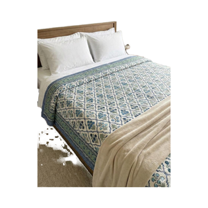 Couverture légère et douce en coton écologique imprimé à la main, motif floral indien réversible, style Kantha Jaipuri - Product Image 5