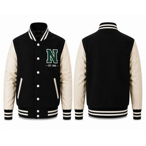 Veste pour homme en mélange de laine avec broderie graphique, boutons-pression et détails de patchs, style décontracté, vêtement d'extérieur, production sur mesure en gros - Product Image 1