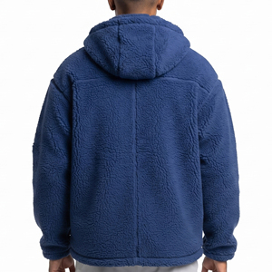 Veste en polaire sherpa pour homme, douce et chaude, vêtement d'extérieur décontracté pour l'hiver, vestes en polaire sherpa pour homme, veste en polaire avec poche poitrine et capuche pour homme - Product Image 2