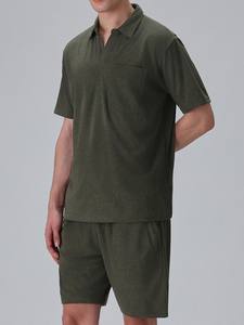 Conjunto de Verano para Hombre, Camiseta de Manga Corta + Pantalones Cortos, Conjunto Deportivo Masculino Sólido, Transpirable, Ropa de Marca para Hombre, Conjunto de 2 Piezas - Product Image 3