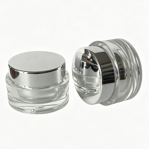 Pot cosmétique en plastique acrylique transparent de 30 ml avec couvercle argenté, vide, pour crème, lotion visage, sérum contour des yeux, baume à lèvres, emballage de soins de la peau - Product Image 1