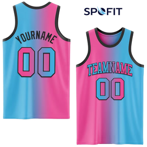 Camiseta de Baloncesto Personalizada SPOFIT con Degradado, Unisex, Sin Mangas, Absorbente de Humedad, Impresión Sublimada, Nombre del Equipo, Número, Ropa Deportiva para Adultos - Product Image 1