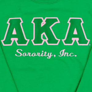 AKA Sorority Inc <b>Green</b> Crewneck Sweatshirt Embroidered Greek Letter Women's Pullover <b>Green</b> Color - Product Image 6