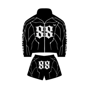 Custom Black Full Zip Track <b>Jacket</b> and Shorts Set <b>Gothic</b> Summer Windbreaker Tracksuit Nylon Men's Shorts Windbreaker Hoodies USA - Product Image 5