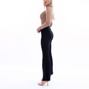 Pantalon large pour femme, couleur unie, broderie personnalisée, impression de logo, service OEM ODM, pantalon évasé pour femme adulte - Product Image 4
