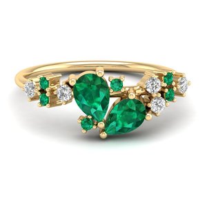 แหวนหมั้นเพชรทรงหยดน้ำ 1 กะรัต ประดับมรกตและมอสซาไนต์ ทอง 14K ยี่ห้อ REYES Luxury สำหรับเป็นของขวัญวันครบรอบ เครื่องประดับชั้นดี - Product Image 5