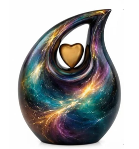 Urnas de Cremación AHO Antiguas de Color Verde con Acabado Colorido en Forma de Lágrima para Cenizas Funerarias, 200 Pulgadas Cúbicas, Ecológicas y Duraderas - Product Image 4