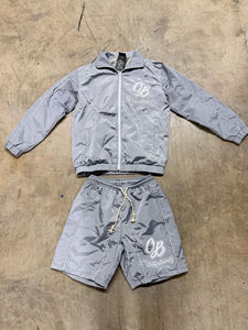 Ensemble short et veste coupe-vent unisexe en nylon léger avec blocs de couleur pour homme - Product Image 3