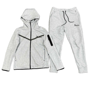 New Wholesale Custom Men Tech Fleece 2 Piece Sets Jogging Tracksuit Polyester/Cotton Solid Color <b>Zipper</b> <b>Hoodie</b> - Product Image 1