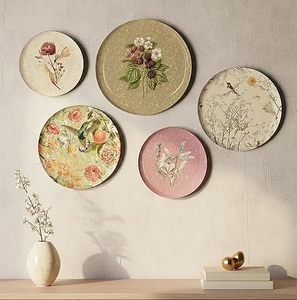 Juego de Platos Decorativos de Cerámica con Diseño Floral, Estilo Shabby Chic, Arte Circular Hecho a Mano, Acabado Envejecido, Paquete de Varias Piezas - Product Image 5