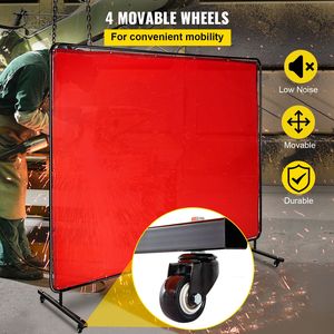 Telaio per Tenda da Saldatura 8FT X 6FT con 4 Ruote, Tenda Rossa Ignifuga in Vinile, Dimensioni Personalizzabili - Product Image 5