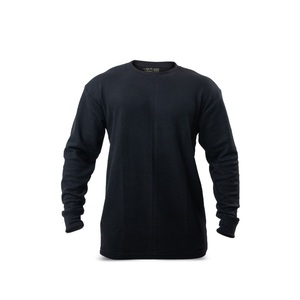 Camiseta térmica de invierno para hombre, transpirable, informal, 250 GSM, sin cuello, de color liso, de manga larga, de punto, de algodón elástico, cálida, para usar como capa base. - Product Image 2