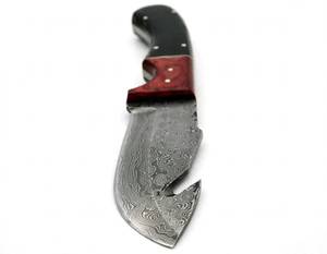 Outil de terrain artisanal en acier Damas, manche en bois rouge et corne noire - Product Image 2