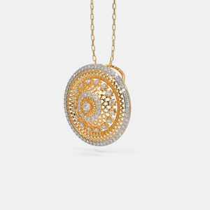 14K Yellow Gold Circular Filigree Lab Grown Diamond Statement Pendant Necklace - Product Image 3