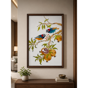 Moderna Decoración de Pared con Incrustaciones de Mármol de Granada y Marco Azul Real, Panel Enmarcado Hecho a Mano con Piedra Dura, Decoración para el Hogar, Boda - Product Image 1