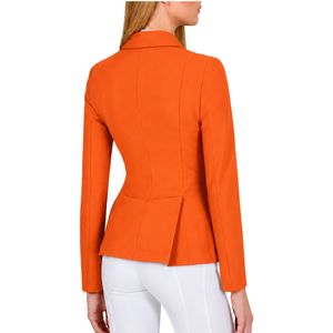 Veste d'équitation orange pour femme, coupe ajustée, blazer d'équitation professionnel, manteau de compétition équestre, vente en gros personnalisée, mode - Product Image 2