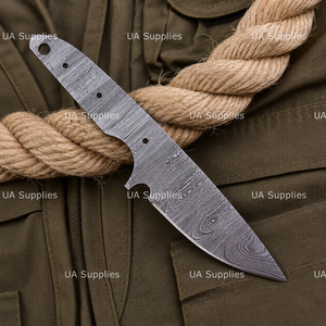 Cuchillo de Caza y Camping UA Supplies, Hoja de Acero de Damasco Forjada a Mano, Profesional e Industrial, Completamente Pulida, Punta Caída, Carbono - Product Image 5