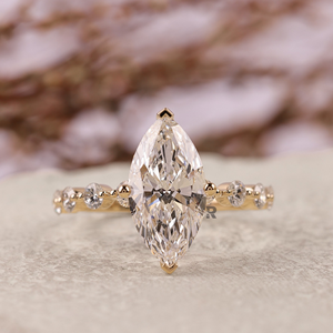 แหวนหมั้นและแต่งงานสำหรับผู้หญิง Vivian Marquise Unique ทอง 10K 14K 18K เพชร 1 กะรัต 2 กะรัต 3 กะรัต 4 กะรัต 5 กะรัต IGI สี D ระดับความสะอาด VS1 เพชรเพาะเลี้ยง - Product Image 2