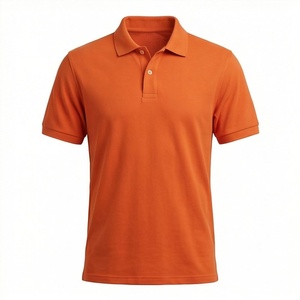 Polo à manches courtes pour homme, couleur unie, tissu tissé décontracté, coupe classique, design boutonné - Product Image 1