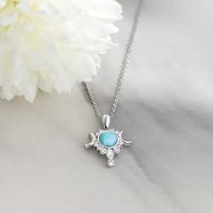 Colgante de luarímar en forma de luna creciente, plata de ley 925, collar de piedra preciosa natural, joyería para mujer, regalo, venta al por mayor - Product Image 5