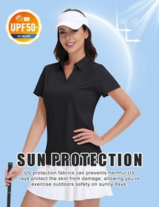 Camiseta Deportiva de Polo para Mujer, Manga Corta, Cuello en V, Secado Rápido, Protección Solar, para Golf y Tenis, Venta al Por Mayor - Product Image 3