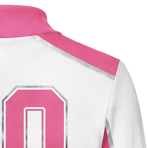 Maillot de cheerleading rose et blanc sublimé à manches longues – Tenue de sport athlétique pour entraînement, performance et compétition - Product Image 6