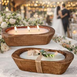 Portavelas de Madera y Portavelas Decorativos, Portavelas de Madera para Recuerdos de Boda - Product Image 2