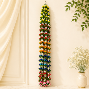 Romantic Handmade Artificial Flower Garland With Red Pink Roses And Yellow <b>Beads</b> For Wedding Decorative Wreath Single Piece - Product Image 5