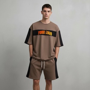 Conjunto de Camiseta y Pantalones Cortos para Hombre, Cuello Redondo, Color Marrón, con Estampado de Llama, Corte Holgado, Transpirable, de Algodón, para Verano, Uso en Todas las Estaciones - Product Image 5