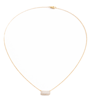 Collar de Novia de Oro Amarillo Sólido de 10K, 14K, 18K con Diamantes Cultivados en Laboratorio, Colgante Horizontal Minimalista con Pavé, Venta al por Mayor